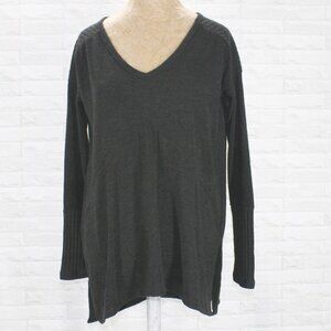 MITTOSHOP Sweater Knit Oversized Ribbed Long Sleeve V-neck Pullover Black Large